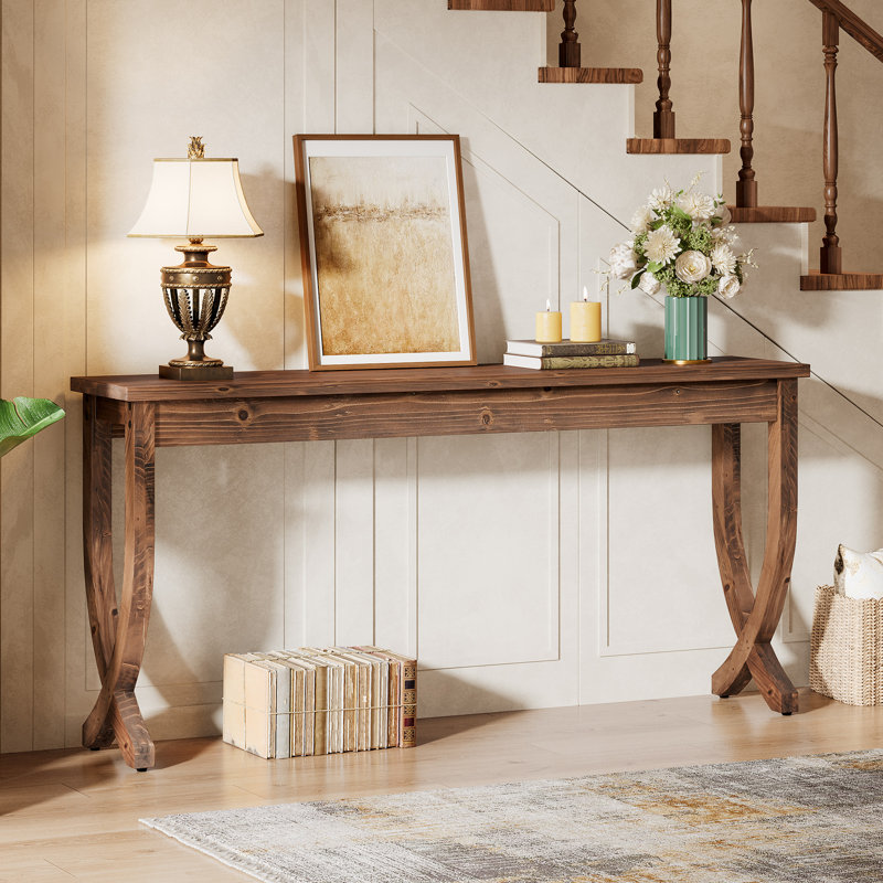 160cm Solid Wood Console Table, Brown