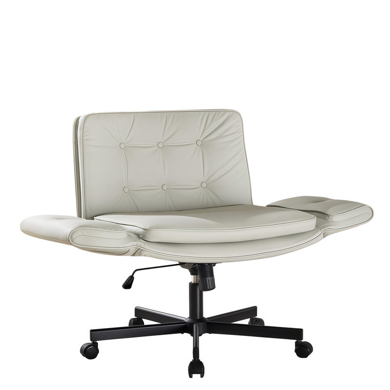 Criss Cross Office Chair with Adjustable Armrests and Wheels, Comfy Swivel Computer Office Desk Chairs for Home Office, Make Up, Bedroom