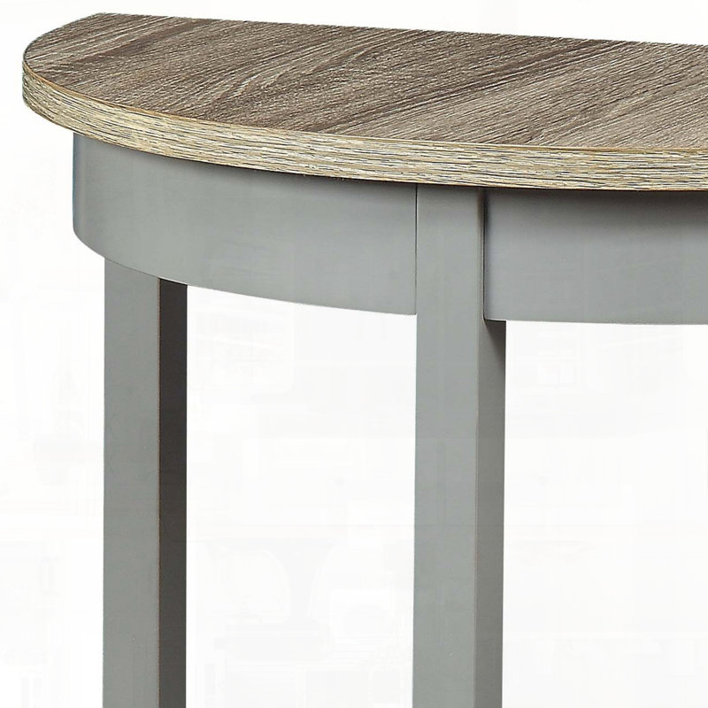 Florissant Transitional Half Moon Console Table with Bottom Shelf, Natural Oak