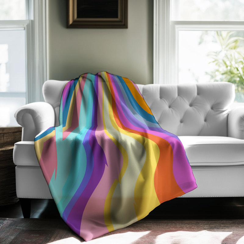 Rétro lignes fluides - 1 pièce Sherpa Premium, Grand lit