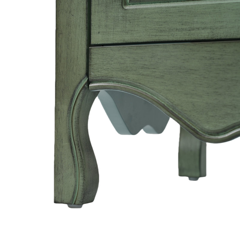  Meuble-lavabo 30 po à motif antique avec lavabo rectangulaire en céramique, armoire de rangement avec plateau basculant et poignées antiques, vert-bleu antique