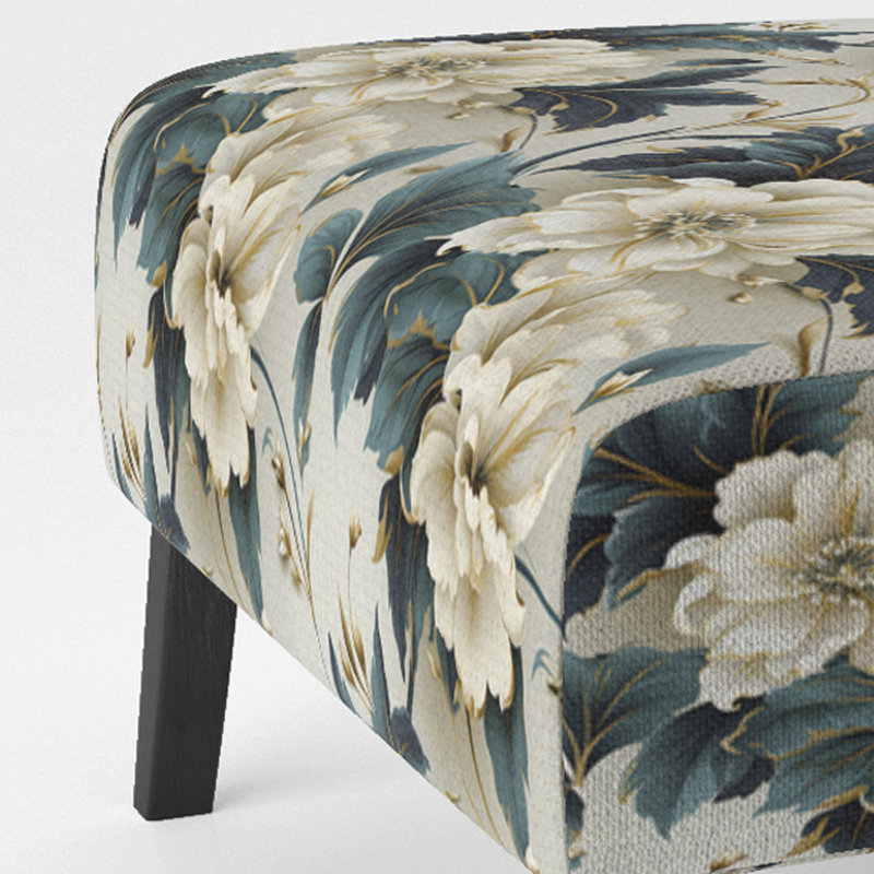 Rustic Victorian Brocade Victorian Motif - Chaise d'appoint de chalet rembourrée à motif floral