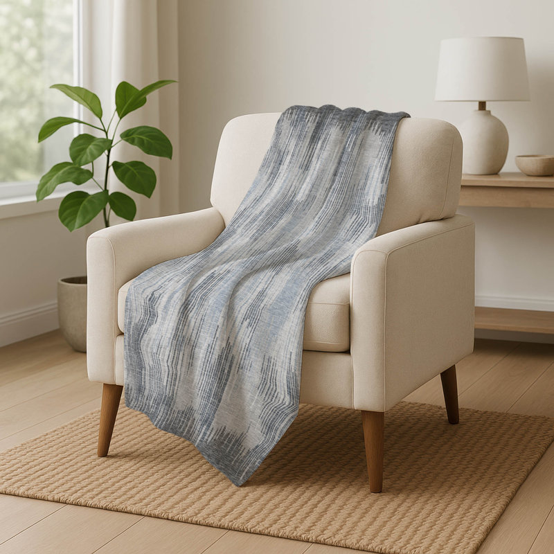 Jeté à rayures Addison Sherpa ASB893, Gris