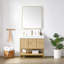 Ensemble de meuble-lavabo simple 36 po Vittoria en chêne foncé avec plateau en pierre composite à grain blanc
