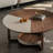 Coffee Table Set 2-Piece Modern Living Room Table Set Leather Coffee Table Round Nesting Table Set