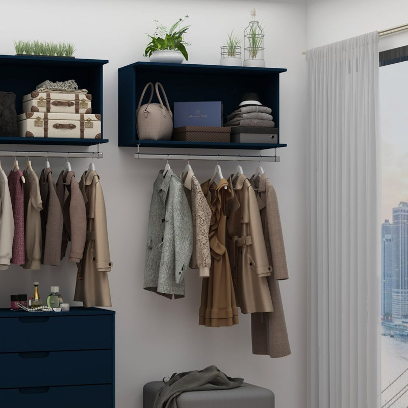 Ensembles de rangement pour système de placard l 35 po Gorski, Bleu minuit Tatiana