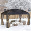 Hgazebo avec rideaux, pavillon avec toit en acier de 164,5 po x l 116,25 po x 110,25 po