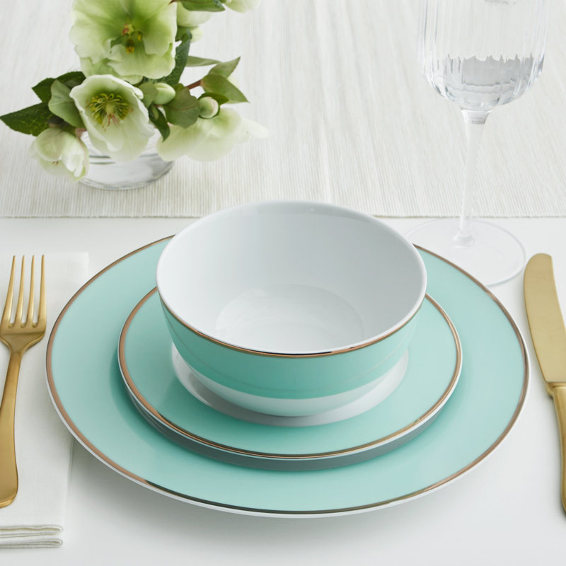 Coastal Blue and White Porcelain Dinnerware Set, Service for 4