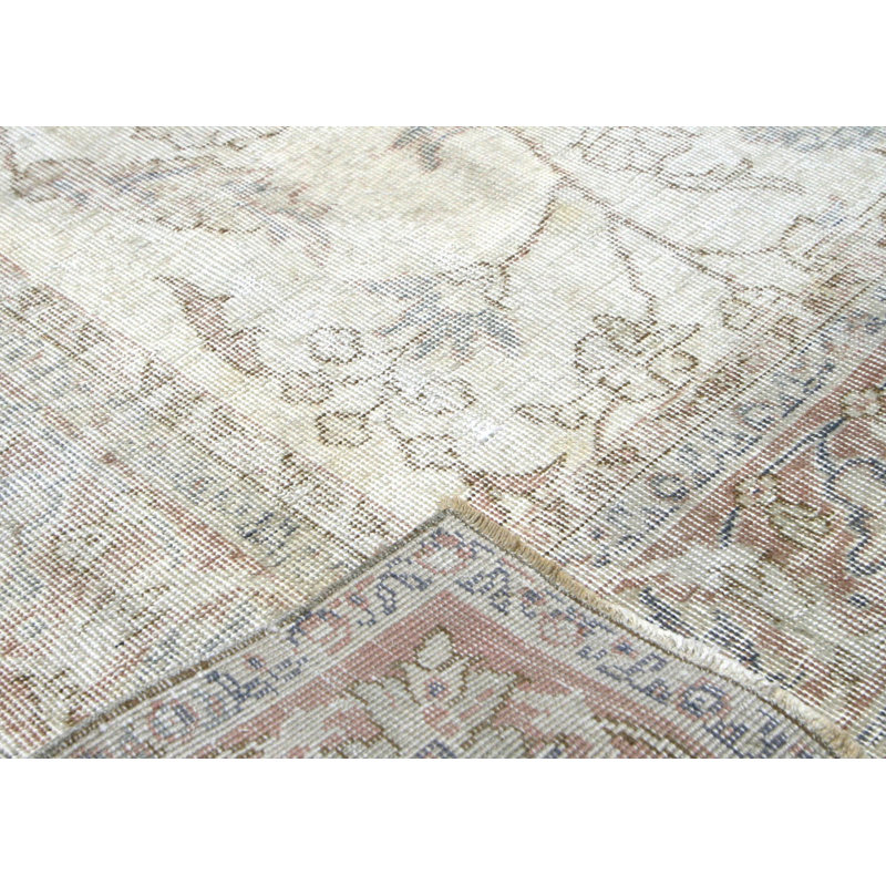 Tapis unique en laine noué à la main de style années 1960 de 6 pi 5 po x 9 pi 2 po gris / ivoire / brun