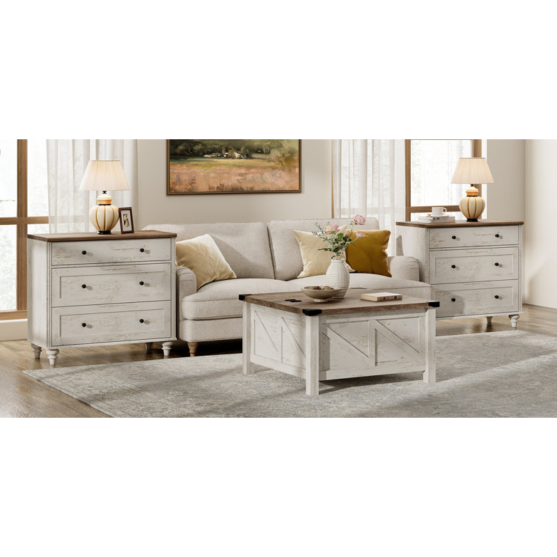 Allyssa 3 Piece Farmhouse Coffee Table Set