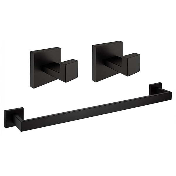 Matte Black Bathroom Hardware Set, Includes 18-Inch and 12-Inch Bath Towel  Bar, Durable SUS304 Stainless Steel, 5-Piece Black Bathroom Accessories Set  