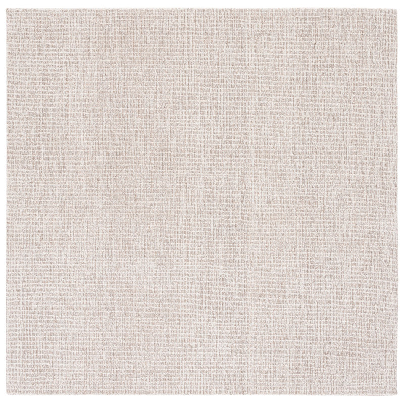 Tapis ivoire / gris en laine touffeté à la main Eliesha, Carré 6 pi