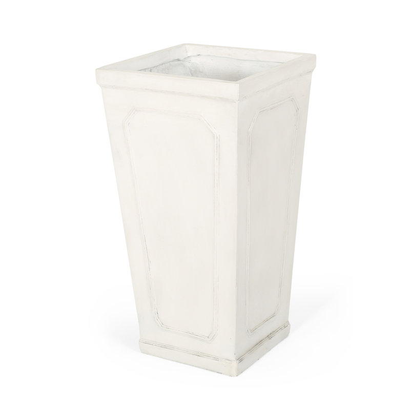 Planter - Antique White Magnesium Oxide For Outdoor Settings. 16.17" Depth, Width, 31.2" Height, 26.37 Lb In Areas. 16 In. Depth X Width 30.5