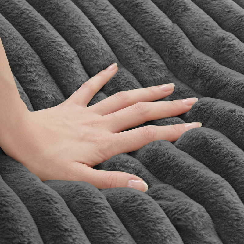 Grand fauteuil à billes en velours côtelé avec repose-pieds en mousse à mémoire de forme, Mélange de polyester gris