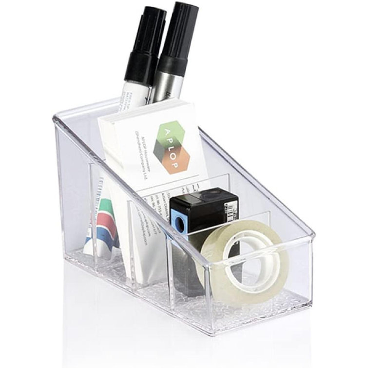 Rebrilliant Small Remote Control Holder Transparent Organizer Clear Acrylic Media Storage Box Makeup Organizer,Store TV Remote Holders,Brush,Pencil,Glasses and Me