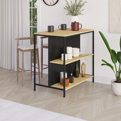 Cuaron Rectangular Bar Cabinet with Open Shelves