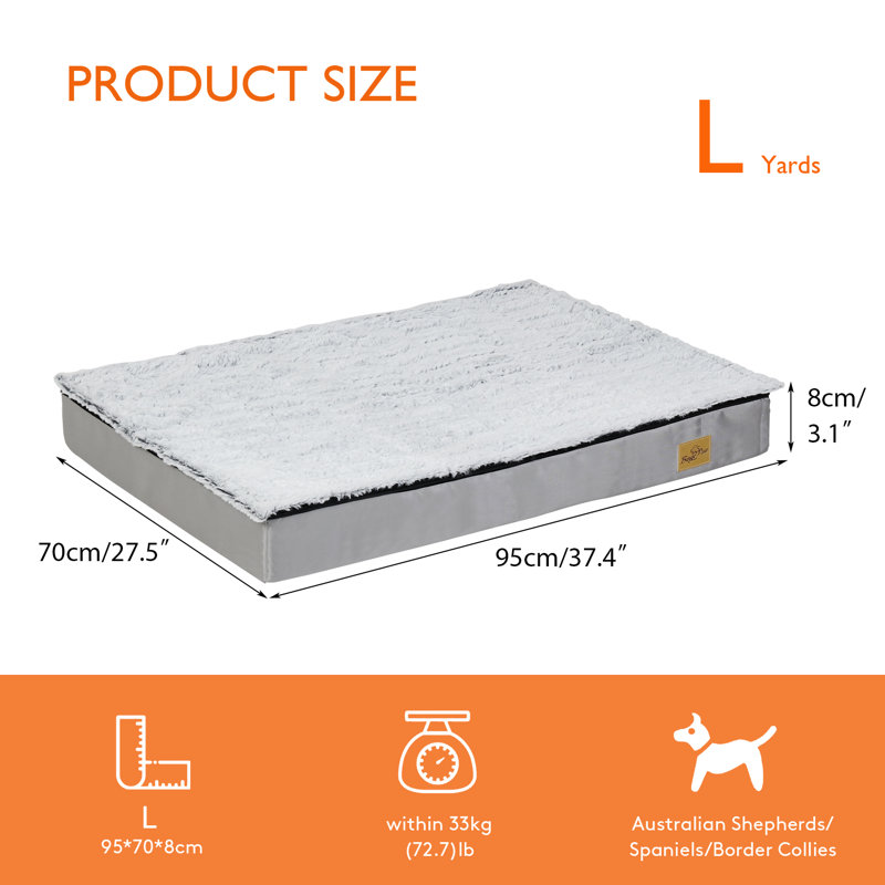 Orthopedic Polyester Pet Bed, 8cm H x 95cm W x 70cm D