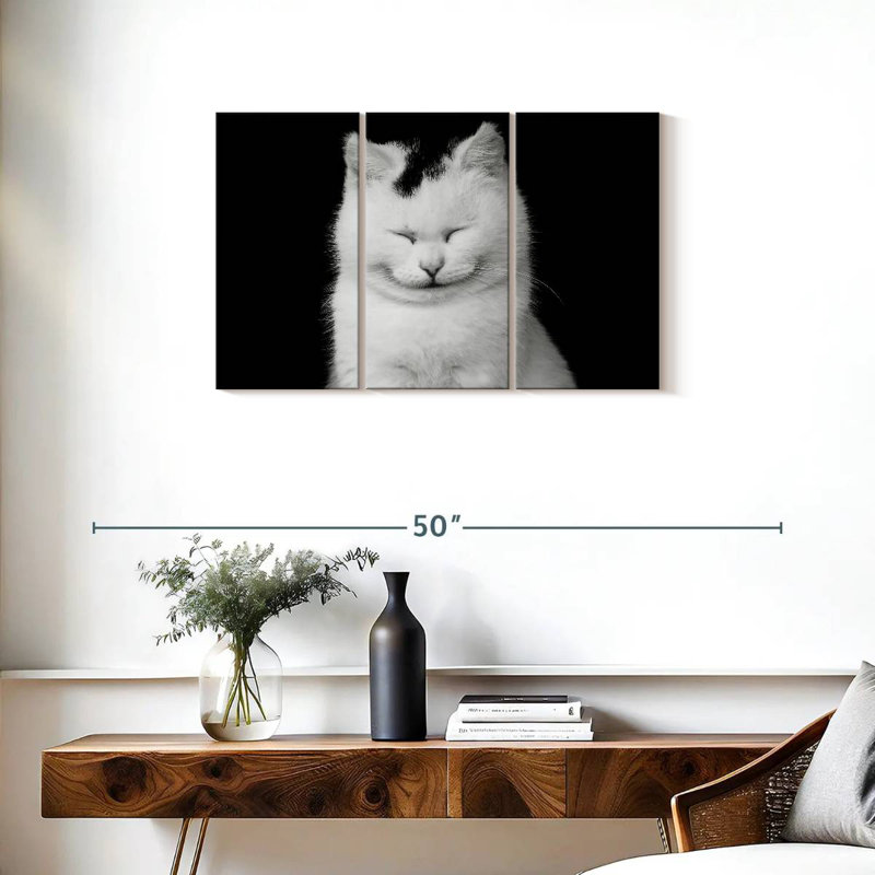 Chat blanc ravi, H 20 po x l 33 po