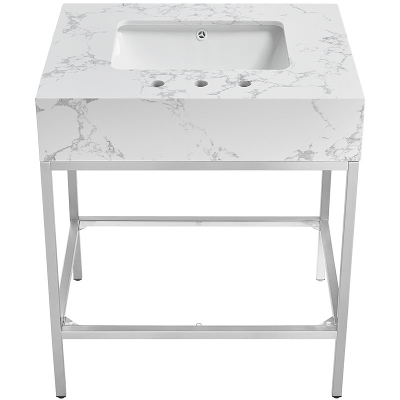 Marmo 30" Single Bathroom Vanity, White, Brushed Chrome
