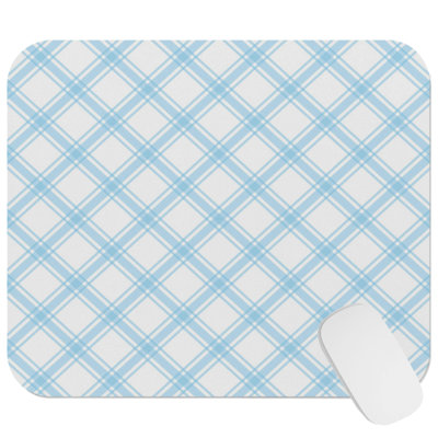 Plaid IX Light Blue Modern Gaming Cute Office Laptop Desk Pad Gift Mat Square Rectangle Non-Slip Mousepad
