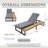 Outdoor Chaise Lounge Chair | 5-Position Adjustable Backrest | Reclining With Cushion In Gary | Patio Lounger With Wood Side Table | Sturdy Frame For Poolside  Garden, And Backyard-386916573