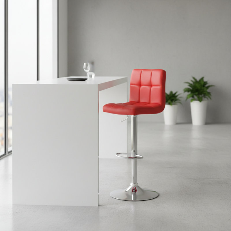 Tabourets de bar réglables rouges en similicuir - Ensemble de 2 chaises d'îlot de cuisine à hauteur de comptoir avec vérin à gaz - Design moderne | Idée de cadeau