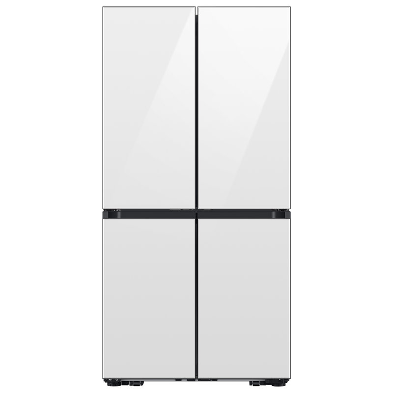 Samsung Bespoke 22 cu. ft. Counter Depth 4-Door French Door Refrigerator with Zero Clearance Fit & Food Showcase Door in White Glass
