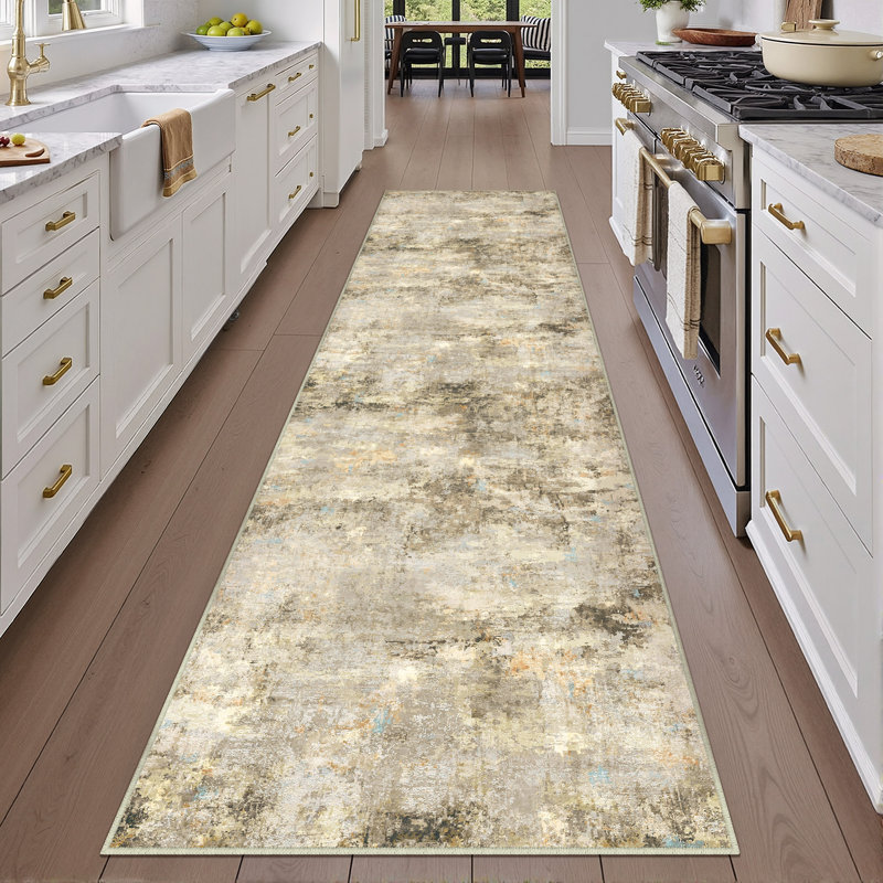 Asher Modern Abstract Machine Washable Area Rug with Non-Slip Backing, Runner 2' x 8'