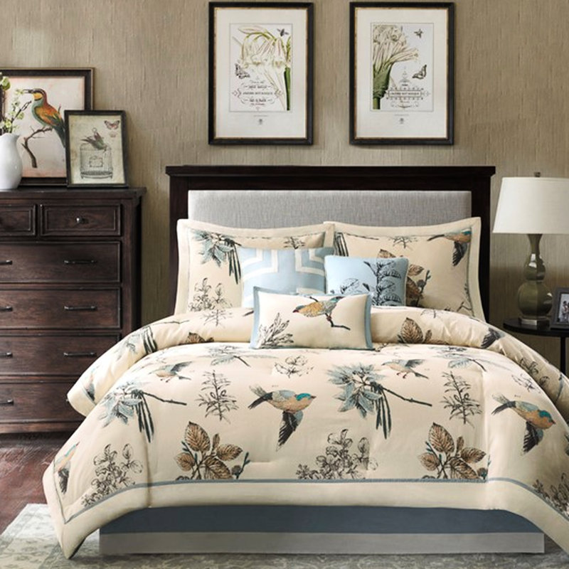 Édredon en sergé de coton 7 pièces pour très grand lit - Style enchanteur imprimé