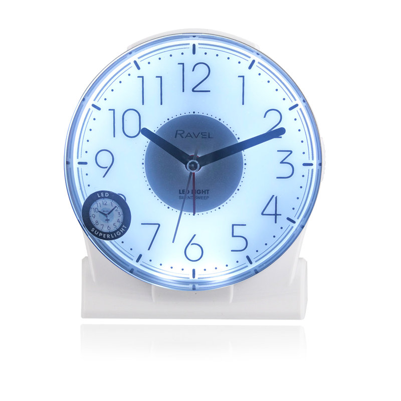 Analogue Quartz Movement / Crystal Alarm Tabletop Clock, White