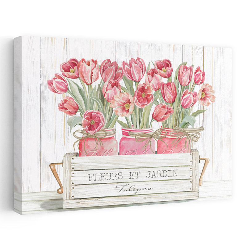 Trio de tulipes roses, H 32 po x l 48 po
