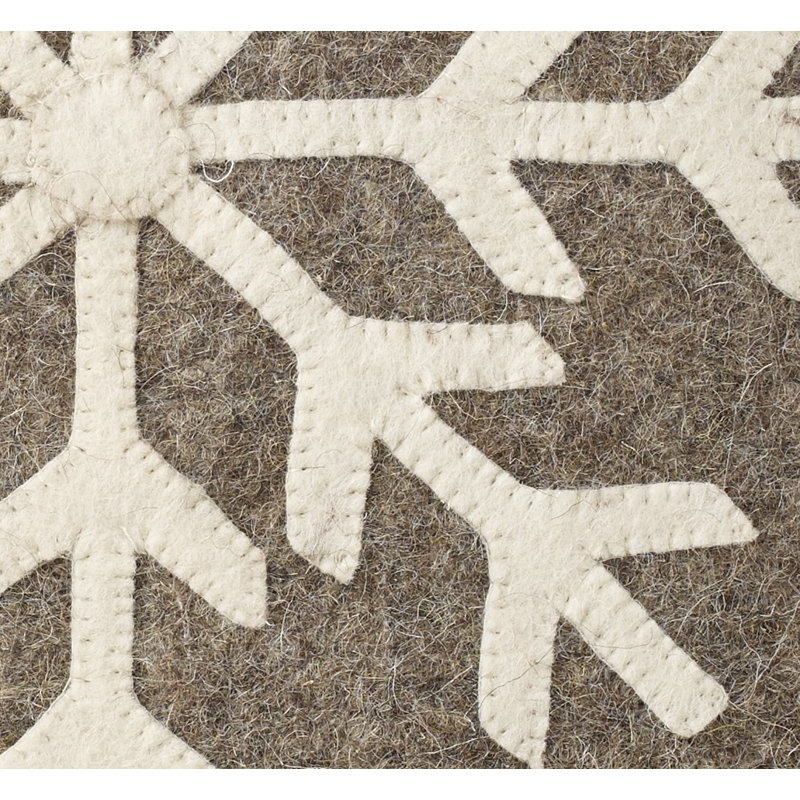 Handmade Christmas Pillow In Hand Felted Wool - Big Snowflake On Grey - 20", Pillow Cover Only - No Insert