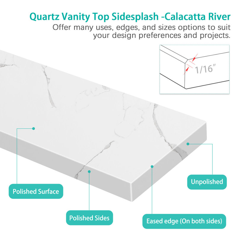21 Inch Quartz Stone Vanity Sink Countertop Sidesplash