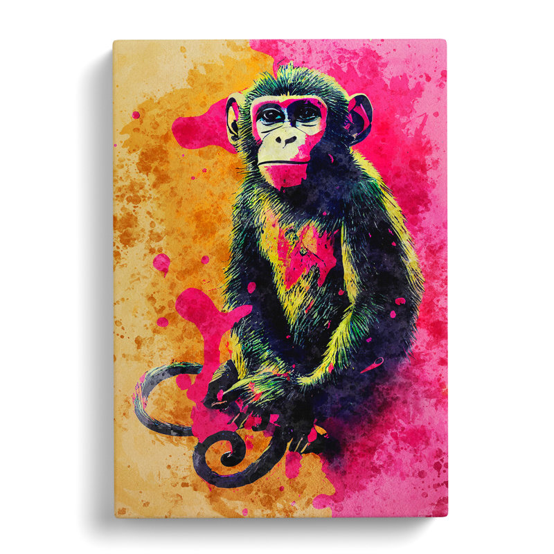 Paint Splash Monkey No.3 - Wrapped Canvas, 60cm H x 40cm W x 3cm D