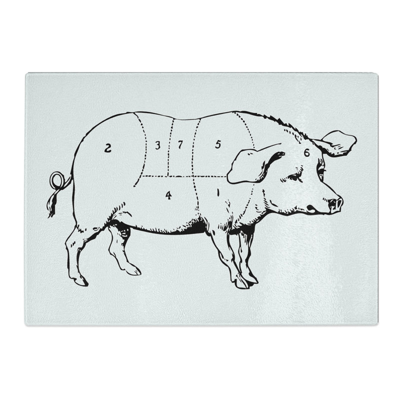 Butchers Pork Cuts Chopping Board, 0.4cm H x 28.5cm W x 39cm L