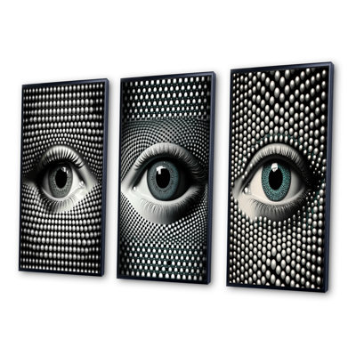 "Œil monochrome", 3 pièces sur toile