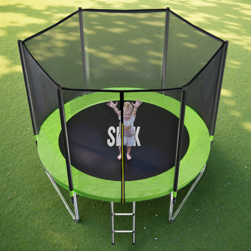 Trampoline SKOK 8FT pour adultes et enfants, capacité de 400 lb, trampoline récréatif robuste avec enceinte, échelle, Vert