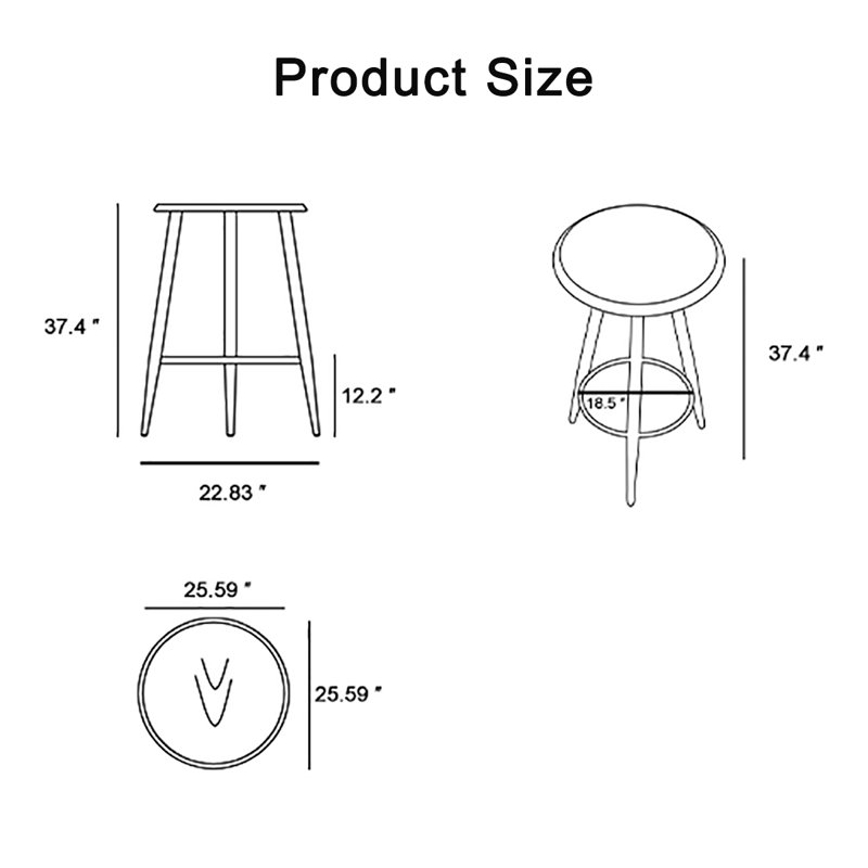  Table de bar Patio, 37.4" H x 33.46" W x 33.46" D, Brun