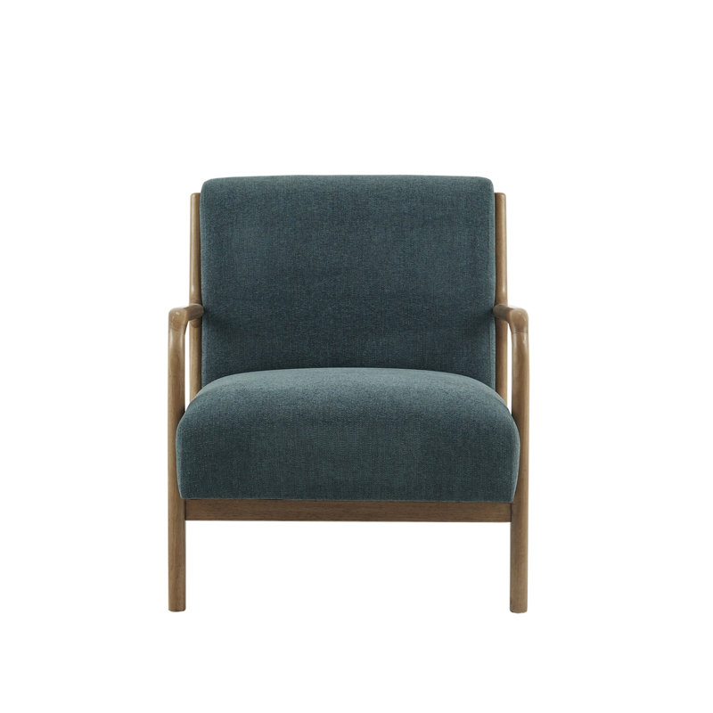 Chaise longue à structure en bois massif avec rembourrage en tissu, Sarcelle