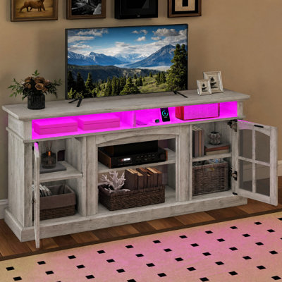 65" Modern Contemporary Multifunction Media Center Side Cabinet with Power Outlet