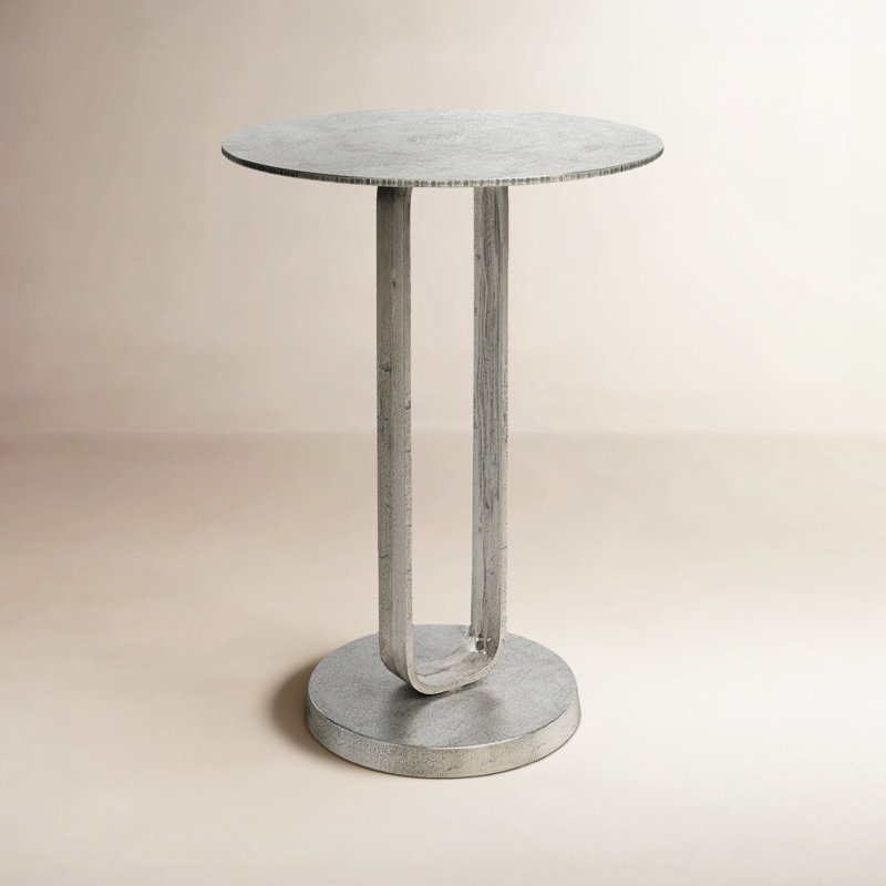 Adair End Table, Nickel/Silver