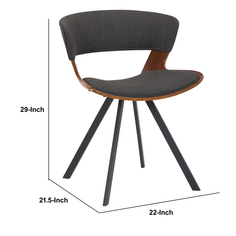 Benn 18'' H Upholstered Walnut Armchair, Brown, Black