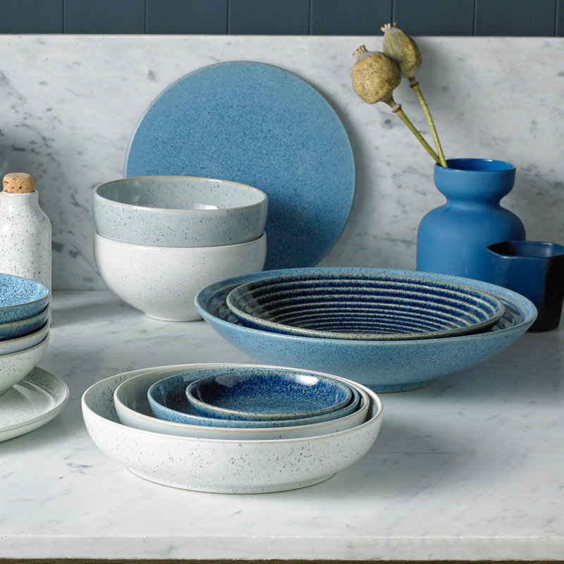 Denby Studio Blue Cobalt Medium Ridged Bowl, Cobalt Blue
