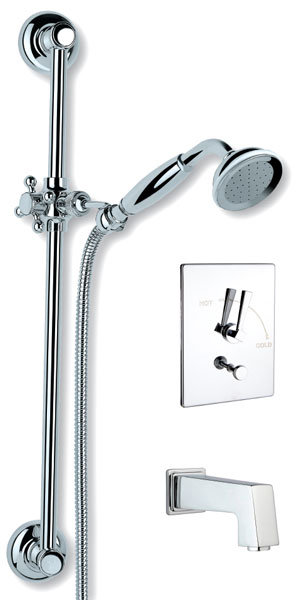 Plaza Thermostatic Complete Shower System, Polished Chrome