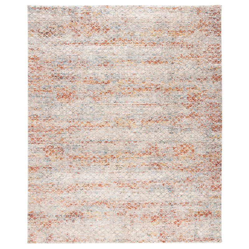 Tapis beige / rouille à motif abstrait Breelee, Rectangle 8 pi x 10 pi