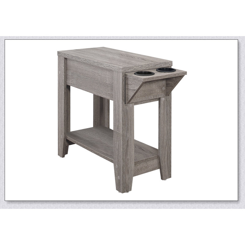 Table d'appoint, côté, bout, rangement, lampe, salon, chambre à coucher, stratifié taupe foncé, transitionnel, Taupe