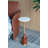 Round Side Table with Marble Top & Wooden Base - 9.5"Dia. - White/Gold/Brown