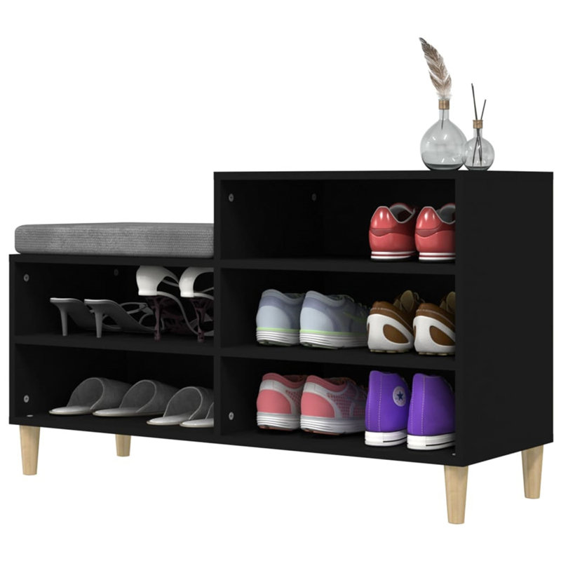 vidaXL Shoe Cabinet 102 x 36 x 60 cm Engineered Wood, Black