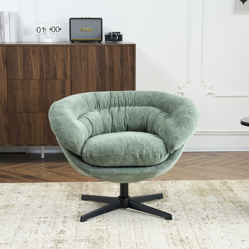 Fauteuil pivotant à 360 °, coussin amovible, base en métal solide pour le confort de la chambre à coucher, Vert