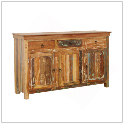 Mankato Reclaimed Wood 3-Drawer Accent Cabinet With 3 Doors